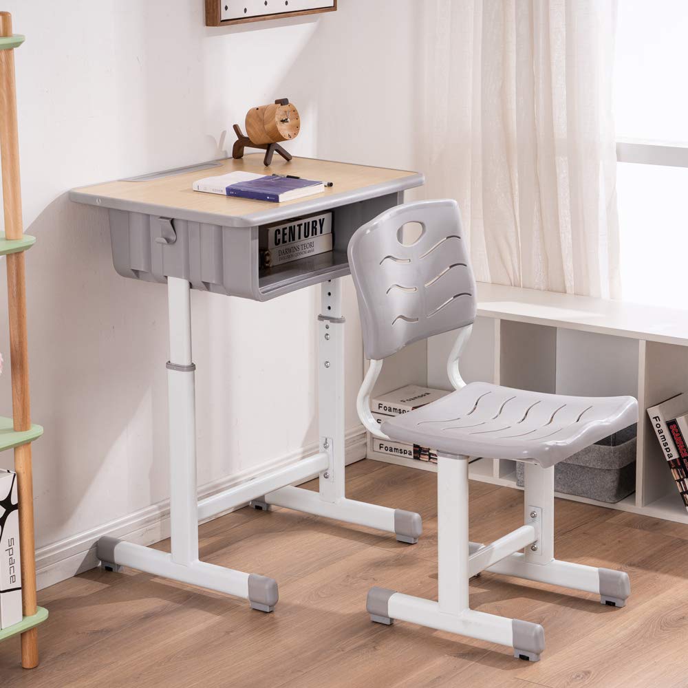 Chair Combo, Height Adjustable Children's Desk and Chair Workstation with Drawer,