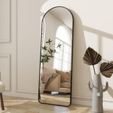 Full Length Mirror Arched Floor Mirror with Rounded Corners, Black Black