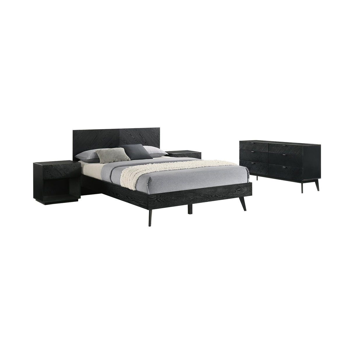 Petra Modern 4 Piece Bedroom Set, Black