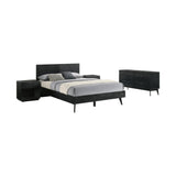 Petra Modern 4 Piece Bedroom Set, Black