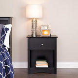 Sonoma Traditional Tall Nightstand Side Table with 1 Drawer and Open Shelf,