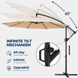 Offset Patio Umbrella - w/Base, Cantilever Offset Hanging Patio Outdoor Market Umbrella