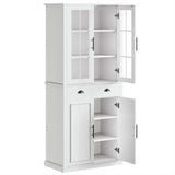 IRONCK Kitchen Pantry Cabinet 72" Height, with 6 Shelves, Drawers, and 4 Doors, Tall Freestanding Cupboard for Dining Room Living Room, White