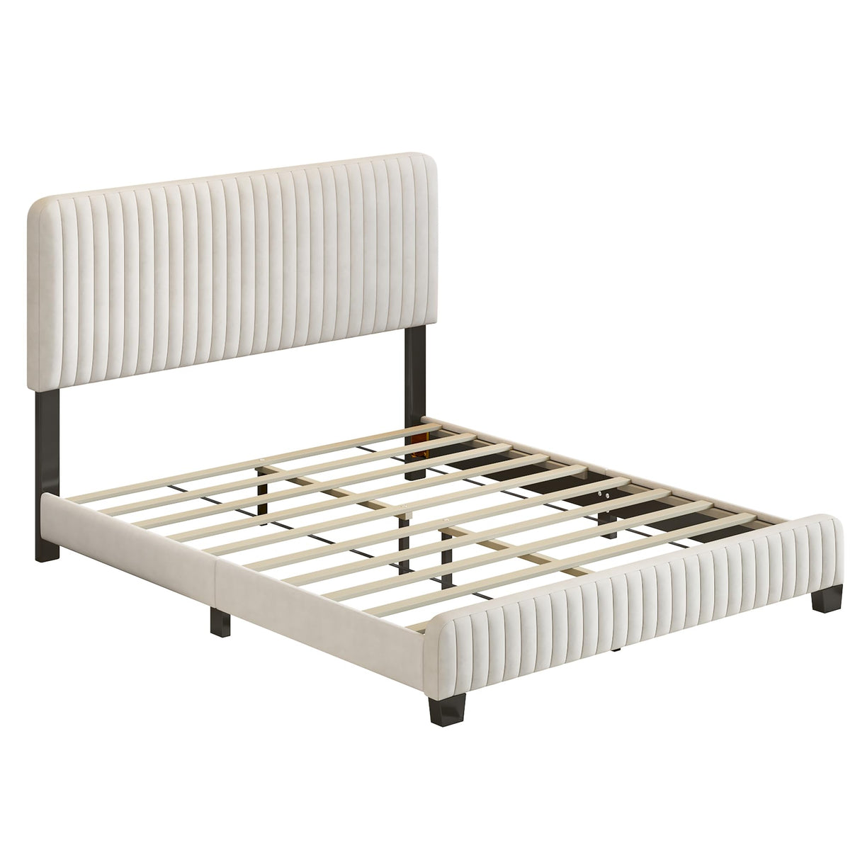 Queen Size Upholstered Platform Bed for Bedroom, No Box Spring Needed