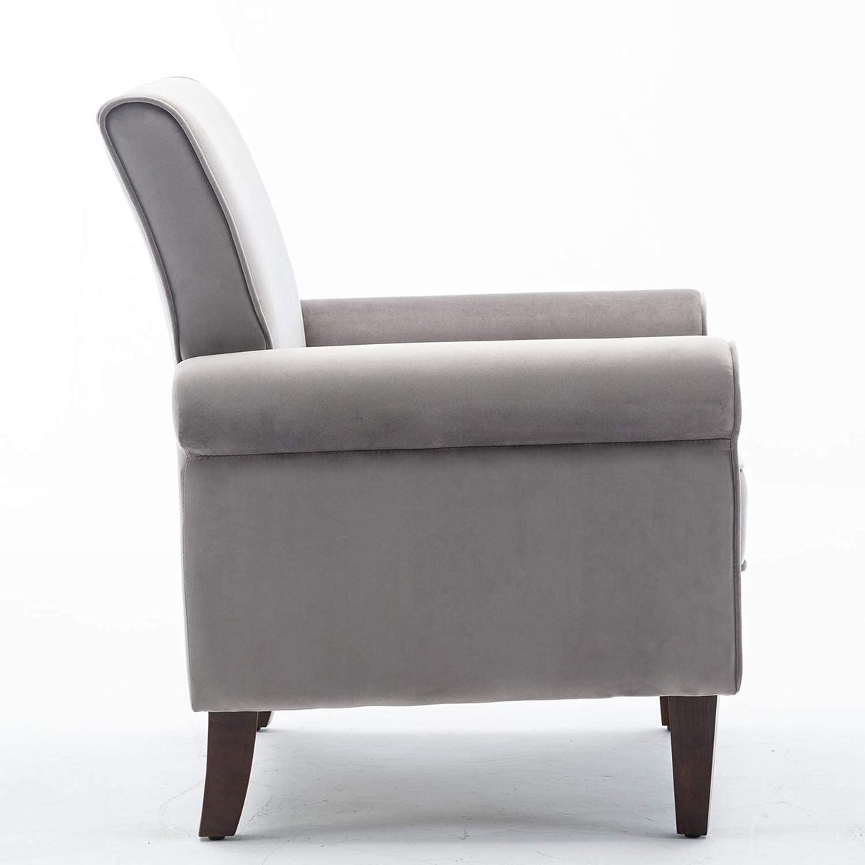 Accent Chair, Velvet Upholstered Armchair, Living Room Chair with Wooden Frame and Silver Rivet