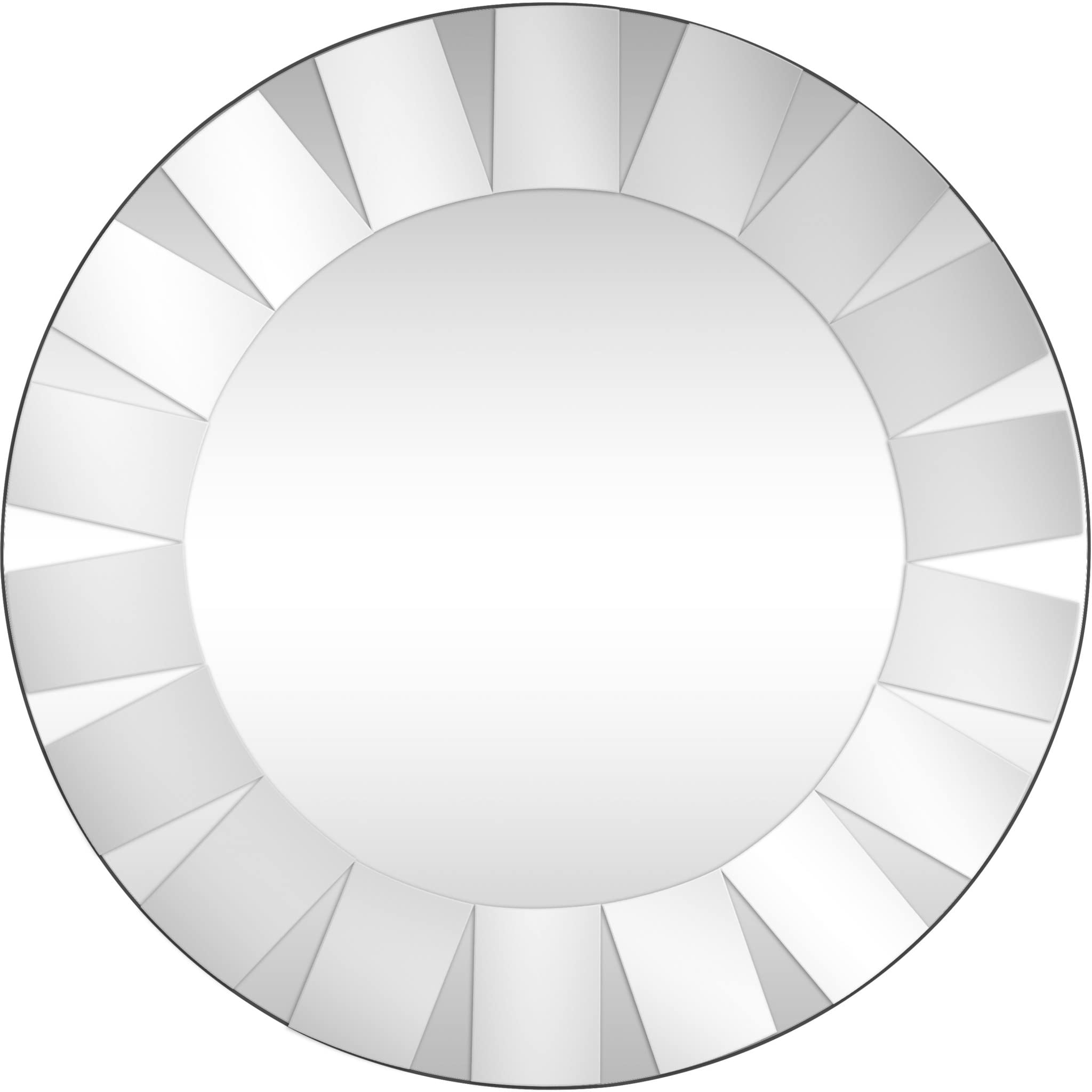 300" Mirrored Round Accent Mirror Wall Mounted with Glass Frame