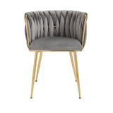 Modern Velvet Dining Chair, Curved Mid Back Support Living Room Chair