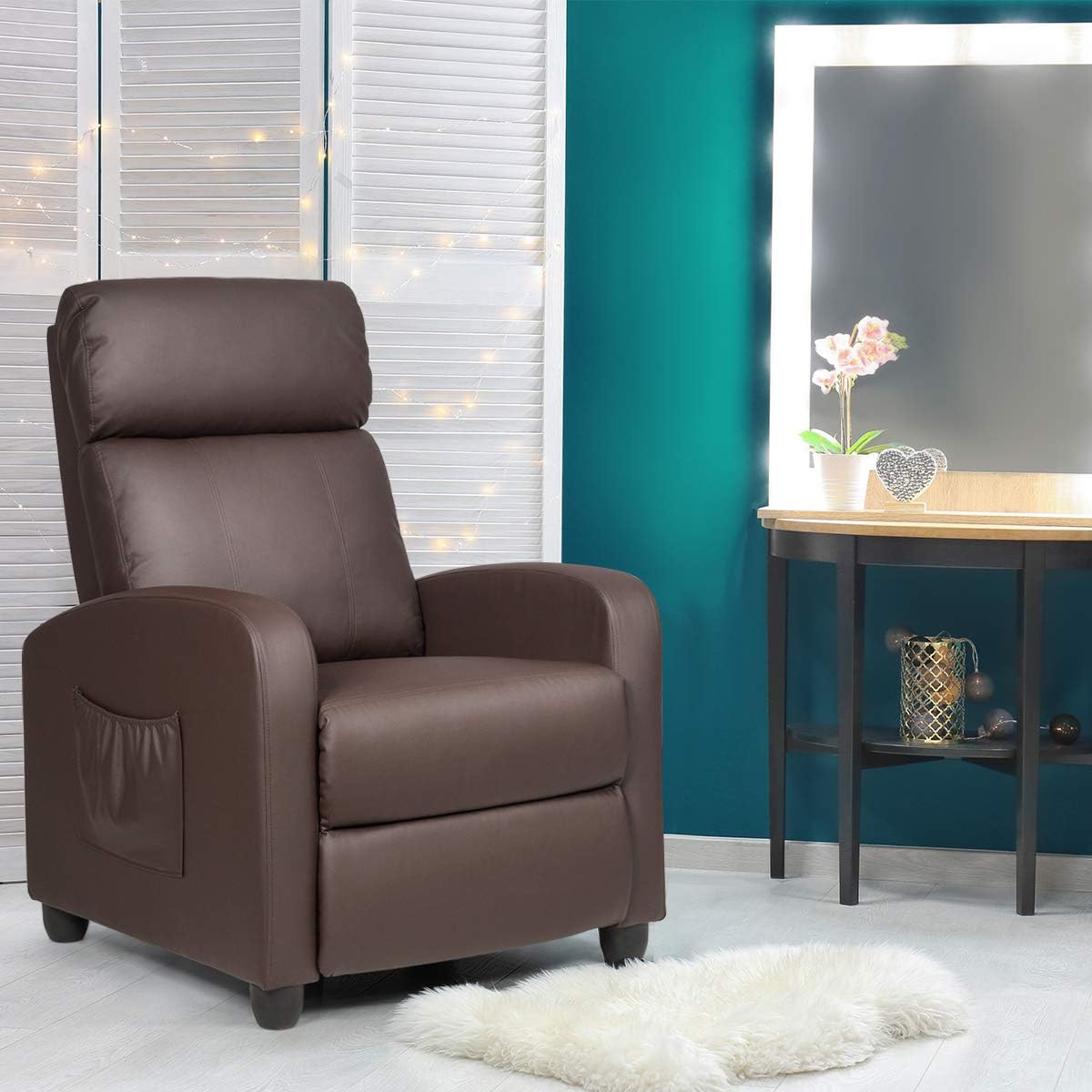 Recliner Chair PU Leather Recliner with Massage Function Small Reclining Chair