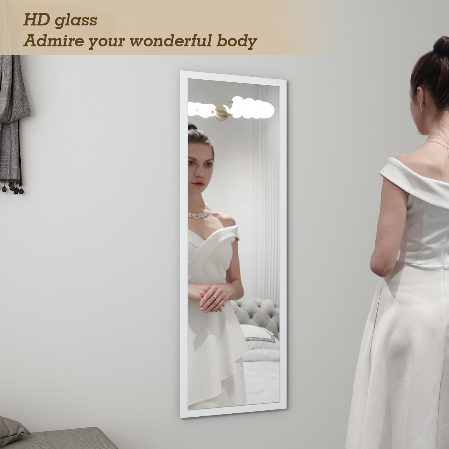 48" x 16" Over The Door Mirror Full Length Mirror Door Mirror Wall Mirror Hanging with