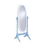 N4001-YEL/WH Oval Cheval Standing Mirror, Yellow/White