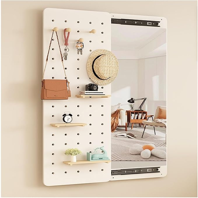 Hanging Full Length Mirror, Push-Pull Rectangle Mirror Concealed Design with 5 Ball