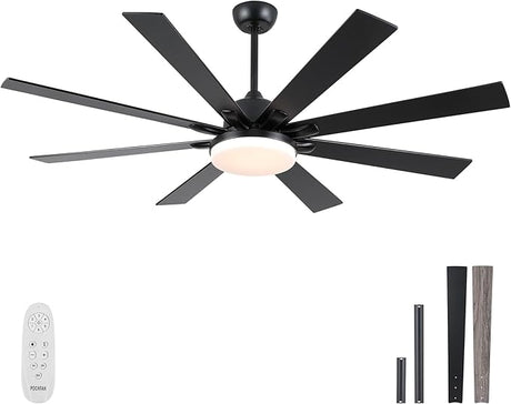 62 inch Ceiling Fans with Lights and Remote Control, Modern Brushed Nickel Ceiling