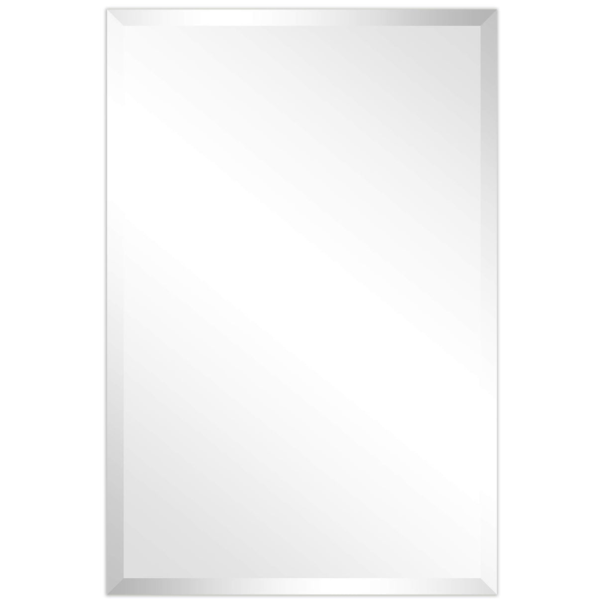 Rectangular Modern Beveled Wall Mirror, Frameless Bathroom Mirror, Ready to Hang