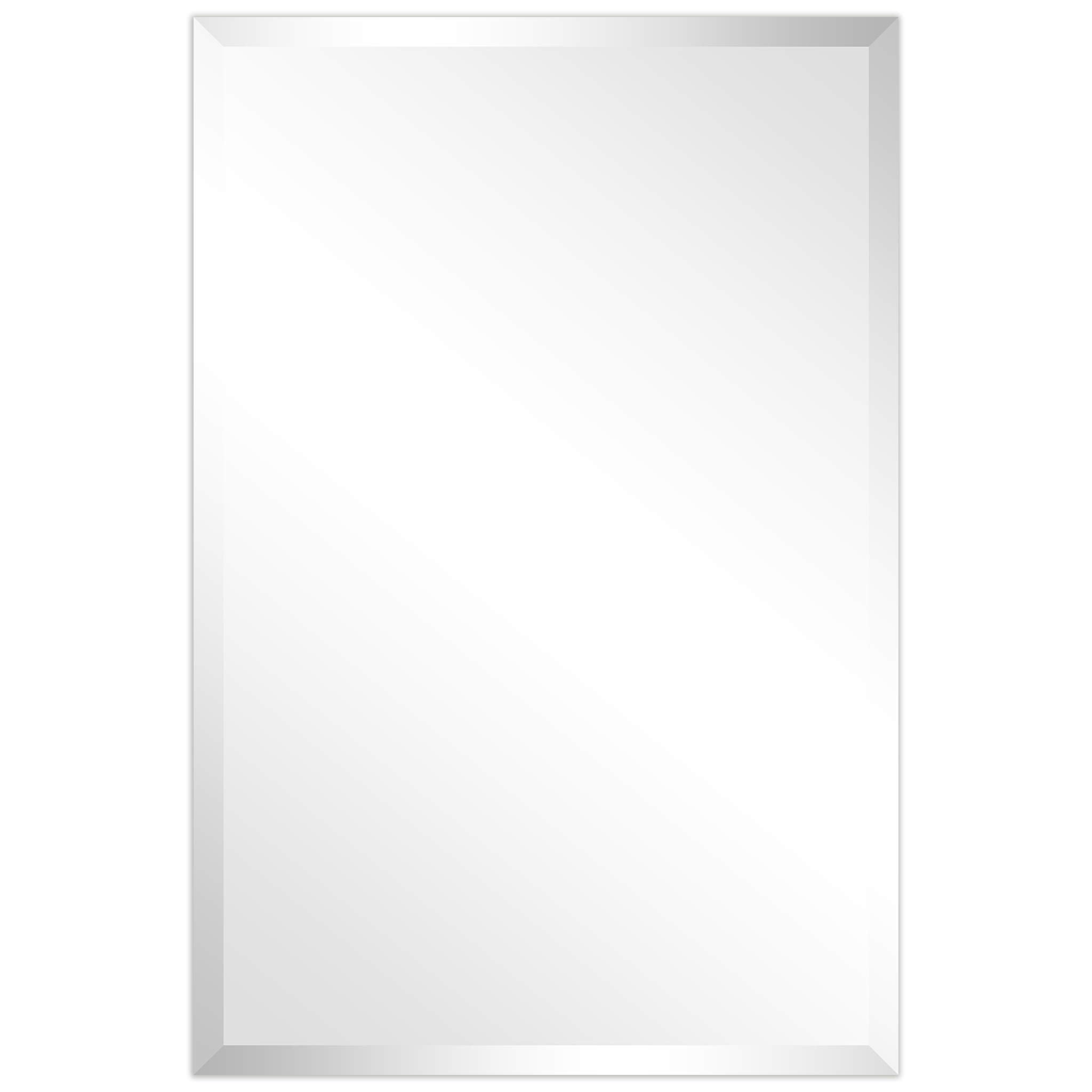 Rectangular Modern Beveled Wall Mirror, Frameless Bathroom Mirror, Ready to Hang