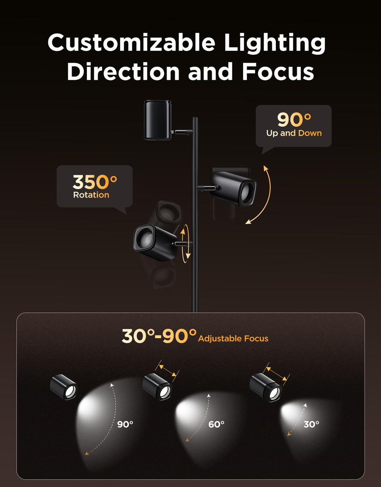 Govee Tree Floor Lamp Compatible with Matter, 3 Rotatable Lights with LuminBlend Technology, Standing Lamp with 64 Dynamic Scenes, Music Sync, Ideal Floor Lamp for Living Room, Bedroom, Office