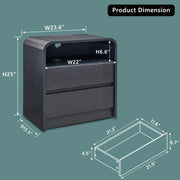 Aitjunz 25" Modern Nightstand with Charging Station & Storage Drawers