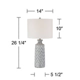 360 Lighting Patrick Modern Coastal Table Lamps 26 1/4" Tall Set of 2 White-Washed Gray Geometric Ceramic White Drum Shade for Bedroom Living Family Room Bedside Nightstand House Home Office