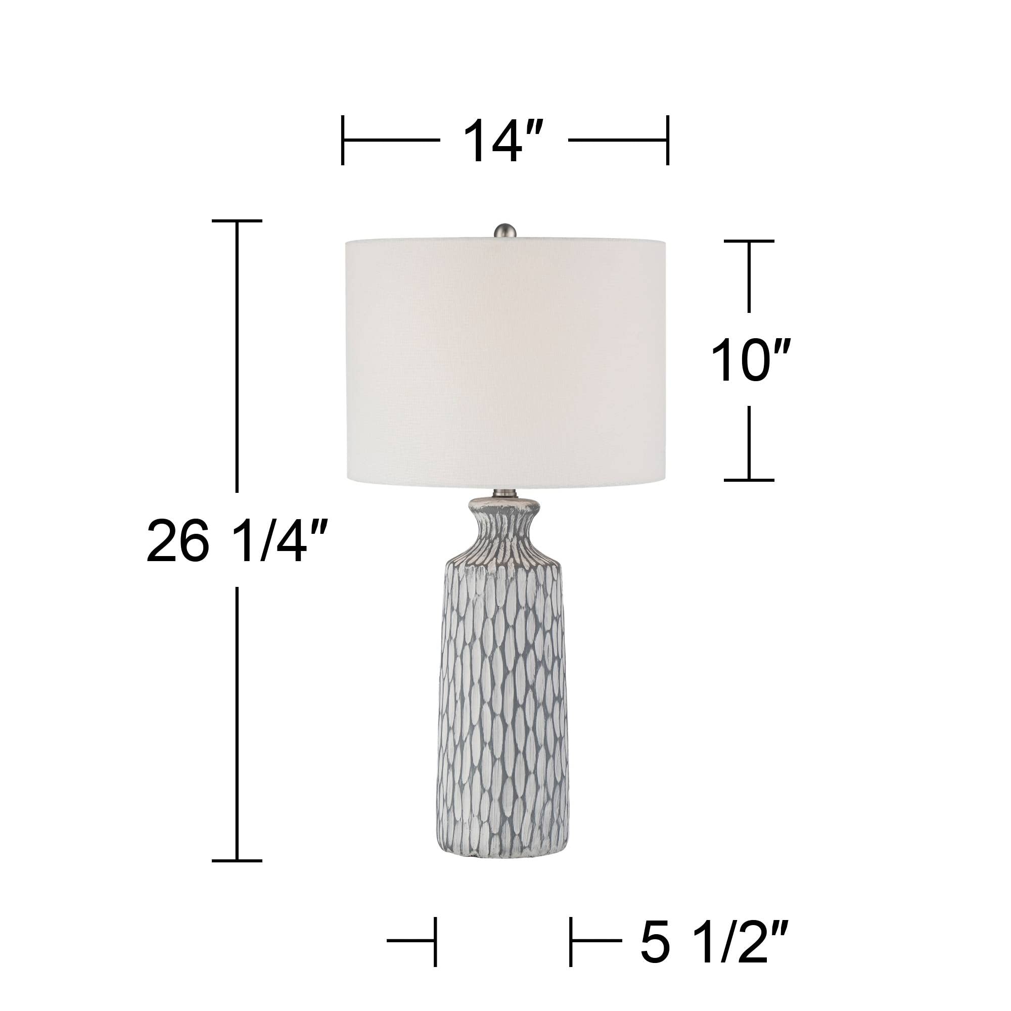 Patrick Modern Coastal Table Lamps Set of 2 - 26.25" White-Washed Gray Ceramic