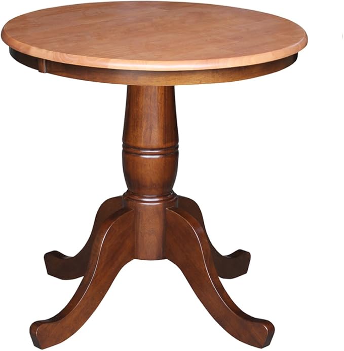 30" Round Top Pedestal Table, Cinnamon/Espresso