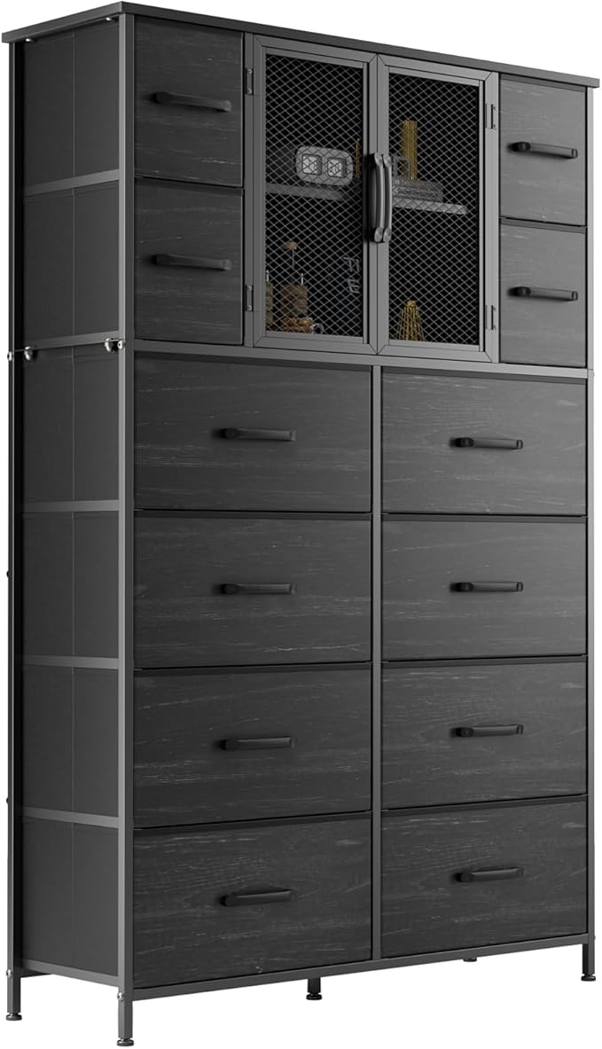 56.7' Tall Dresser, Dresser Chests of Drawers with 12 Storage Drawers,Fabric Dresser