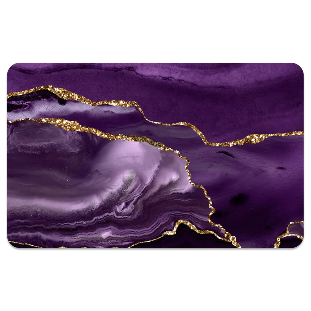 Diatomaceous Earth Bath Mat,Purple-gold marble Soft Wrinkle Free Bathroom Floor Rugs Non-Slip Volume Super Absorbent Fast Drying for Bathroom Kitchen Door mat,Eco-Friendly Easy to Clean(40cm×60cm)