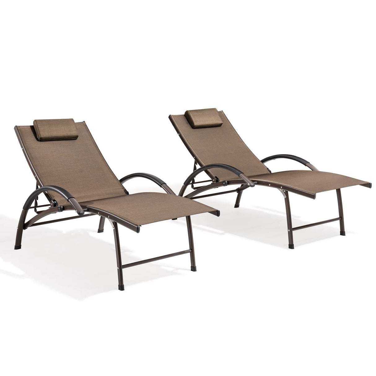 Chaise Lounge Aluminum Lounge Chair Five-Position Outdoor Recliner with Padded