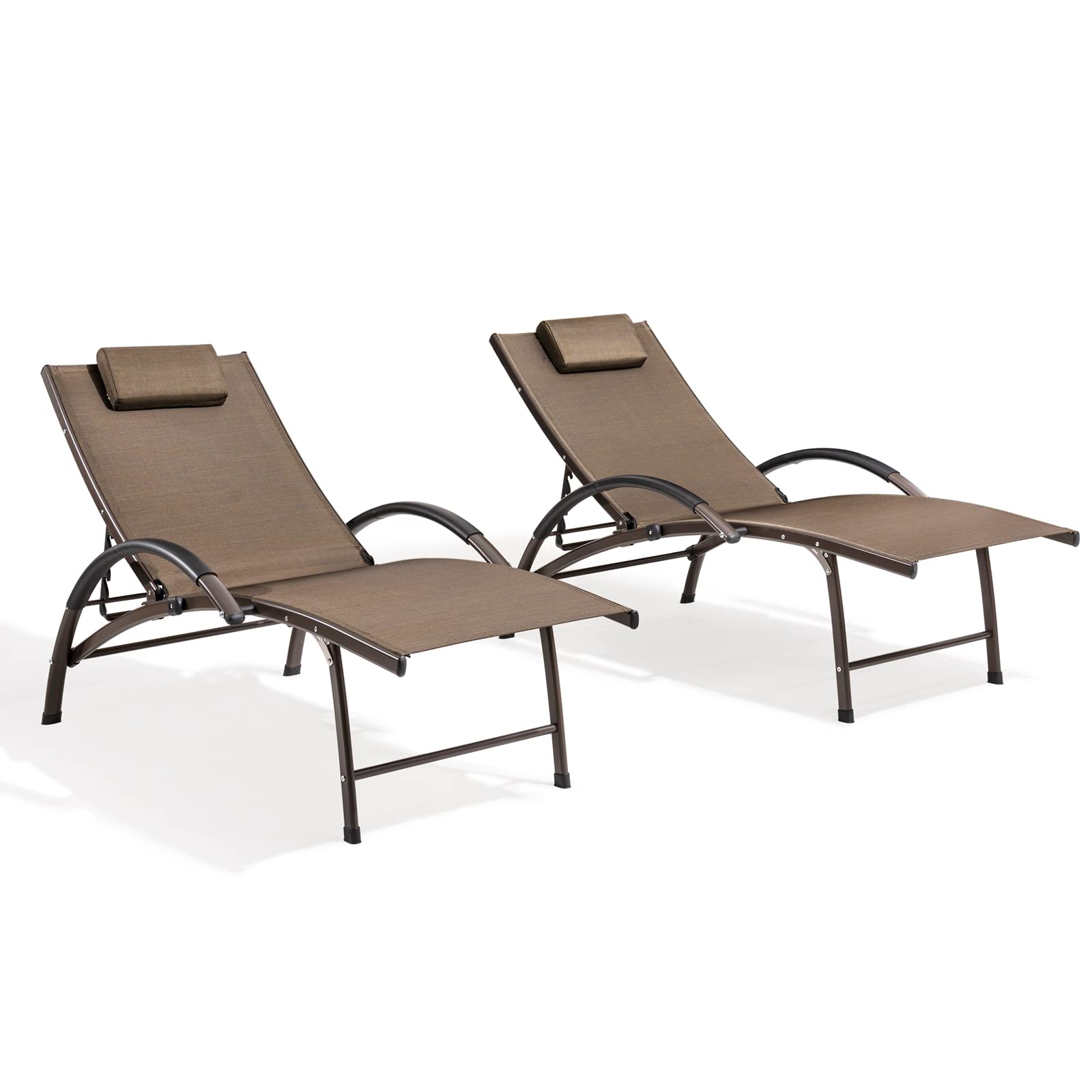 Chaise Lounge Aluminum Lounge Chair Five-Position Outdoor Recliner with Padded