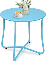 Small Side Table 18” x 18” Waterproof Round Metal Steel Weather Resistant Portable Outdoor