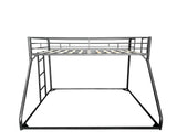 Twin Over Queen Bunk Bed w/Ladder and Safety Guardrail for Kids Teens Adults,Heavy-Duty Sturdy Bunk Bed,No Box Spring Needed,Black