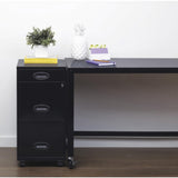Lorell 17427 3-Drawer Mobile File Cabinet, 18", 21.80" L x 18.00" W x 33.10" H, Black