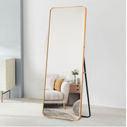 Full Length Floor Mirror 65x22 - Gold Rounded Corner Standing Wall Mount