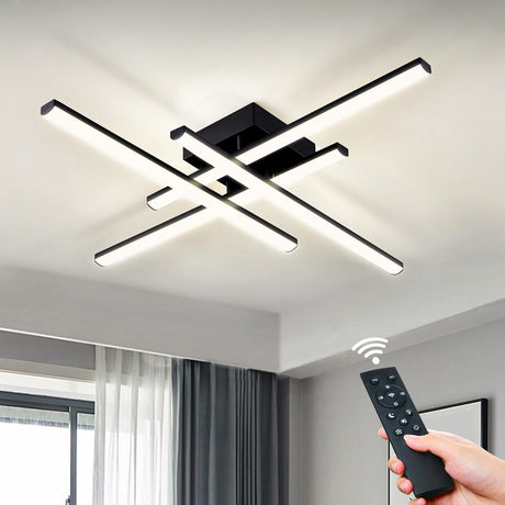 LED Ceiling Light Fixture, Dimmable Close to Ceiling Light with Remote Control Black