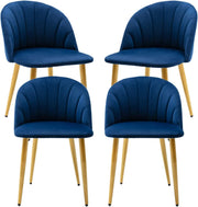 Velvet Dining Chairs Set of 4, Mid Century Modern Accent Leisure Chairs with Metal Legs