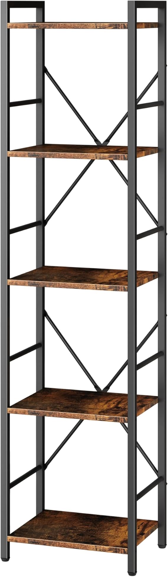 3 Tier Bookshelf, Small Bookcase with 3 Open Shelves, Short Metal and Wood Book Shelf