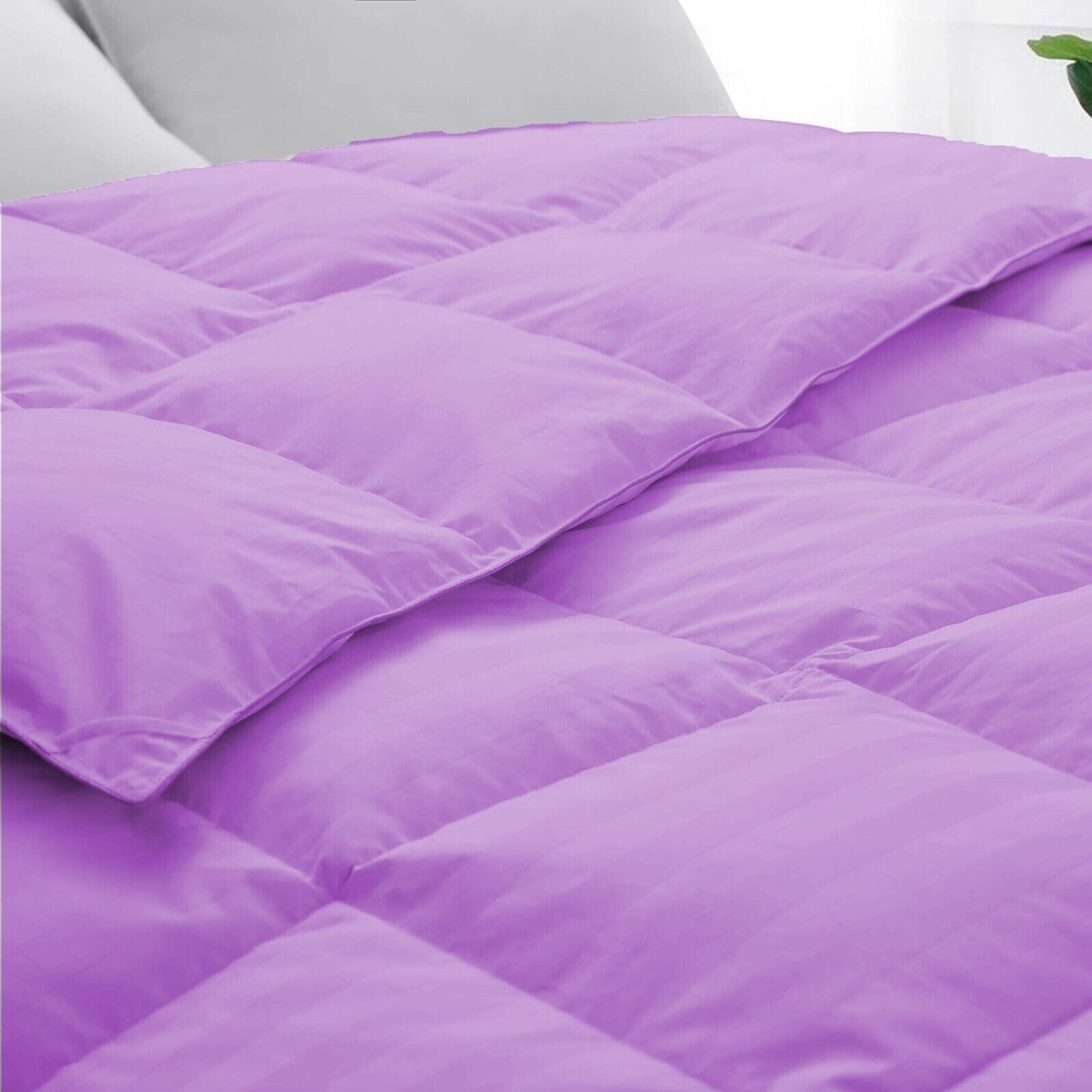 Premium 1000 Thread Count Twin-XL Size 1 Piece Comforter (500GSM Fiber Fill) Lilac Stripe