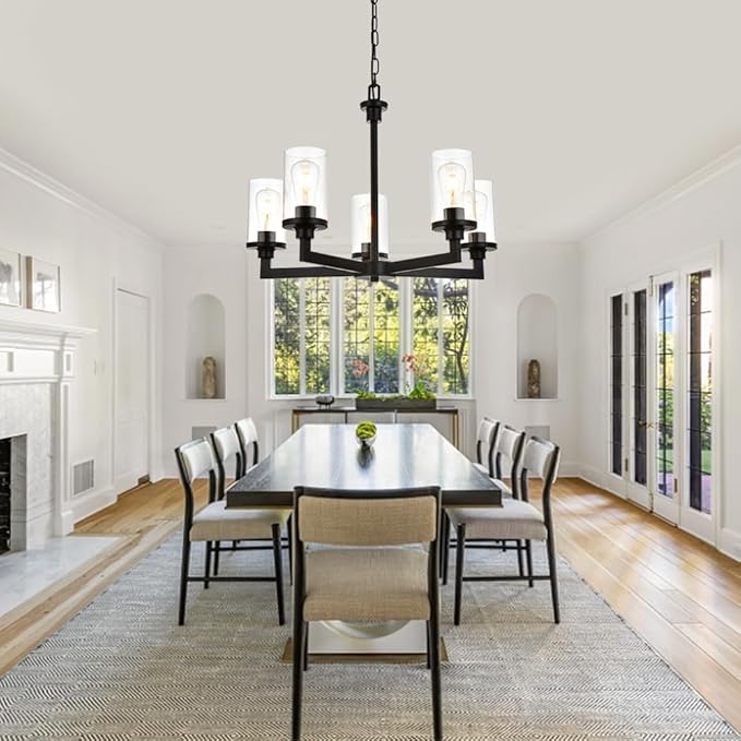 5 Lights Brushed Nickel Chandelier Modern Industrial Dining Room Light Fixtures