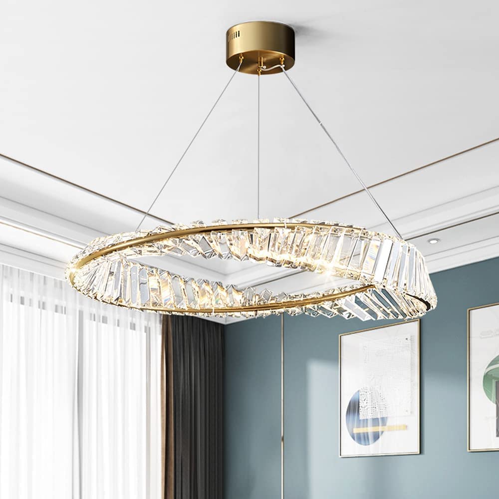 Crystal Light Luxury Chandelier Luxury Postmodern LED Pendant Light Large Indoor Gold