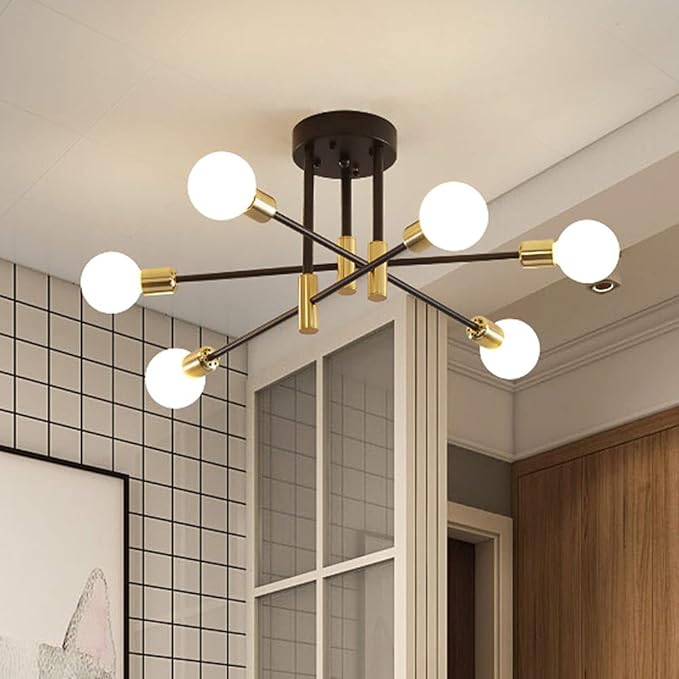 Gold Sputnik Chandeliers, Modern Chandelier for Dining Room, Mid Century Ceiling Lights