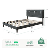 Queen Bed Frame with Headboard, Linen Upholstered Bed Frame Queen Size,