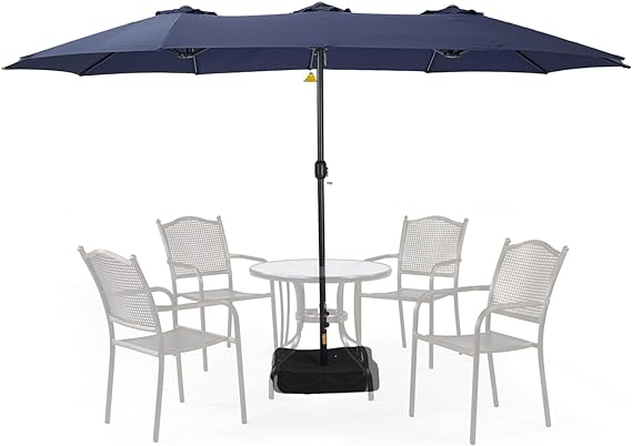 Double Sided Patio Umbrellas with Base Included, Outdoor Large Rectangle Market Umbrella