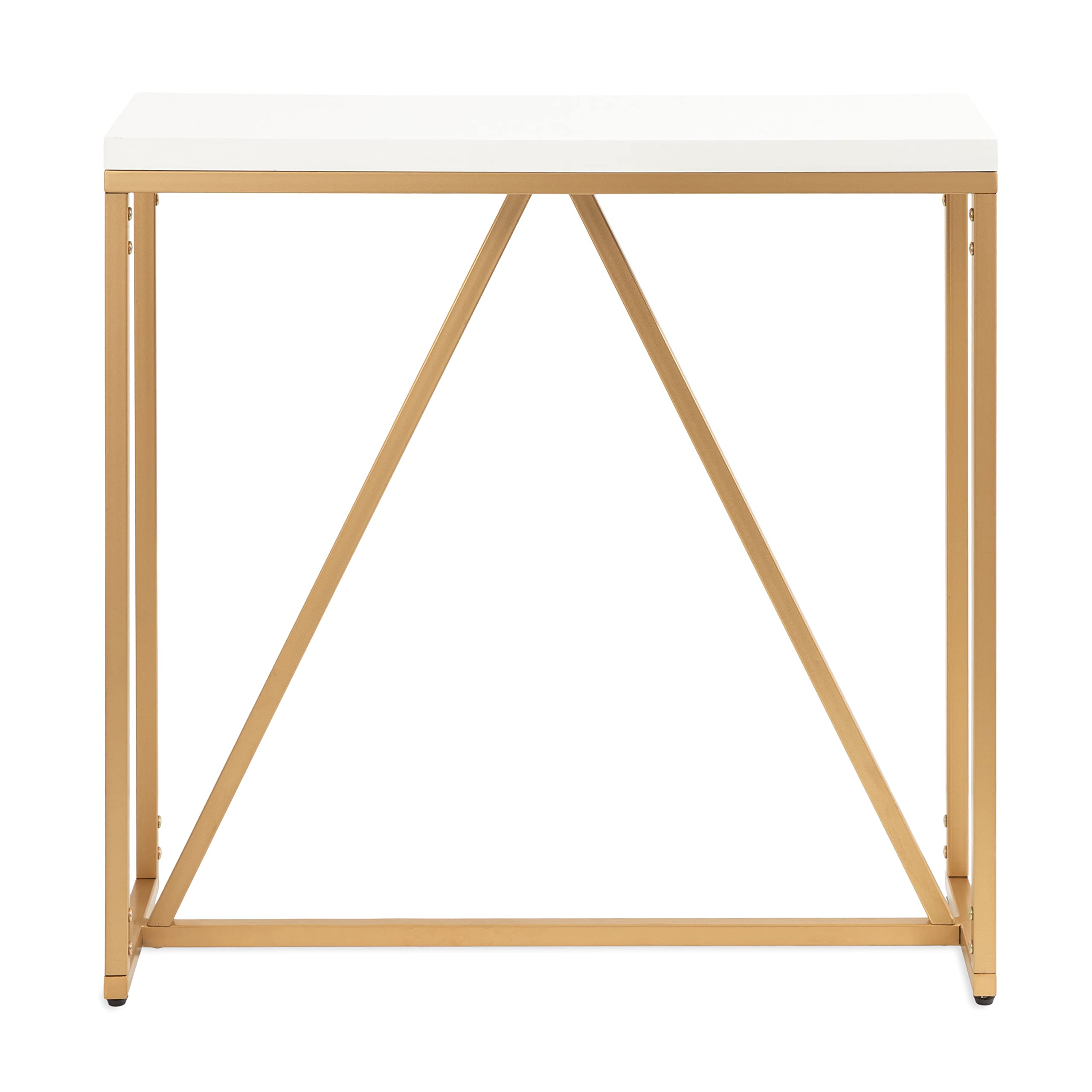 Laurel Kaya Modern Glam Console Table, 30 x 30 x 10, White and Painted Gold, Rectangle