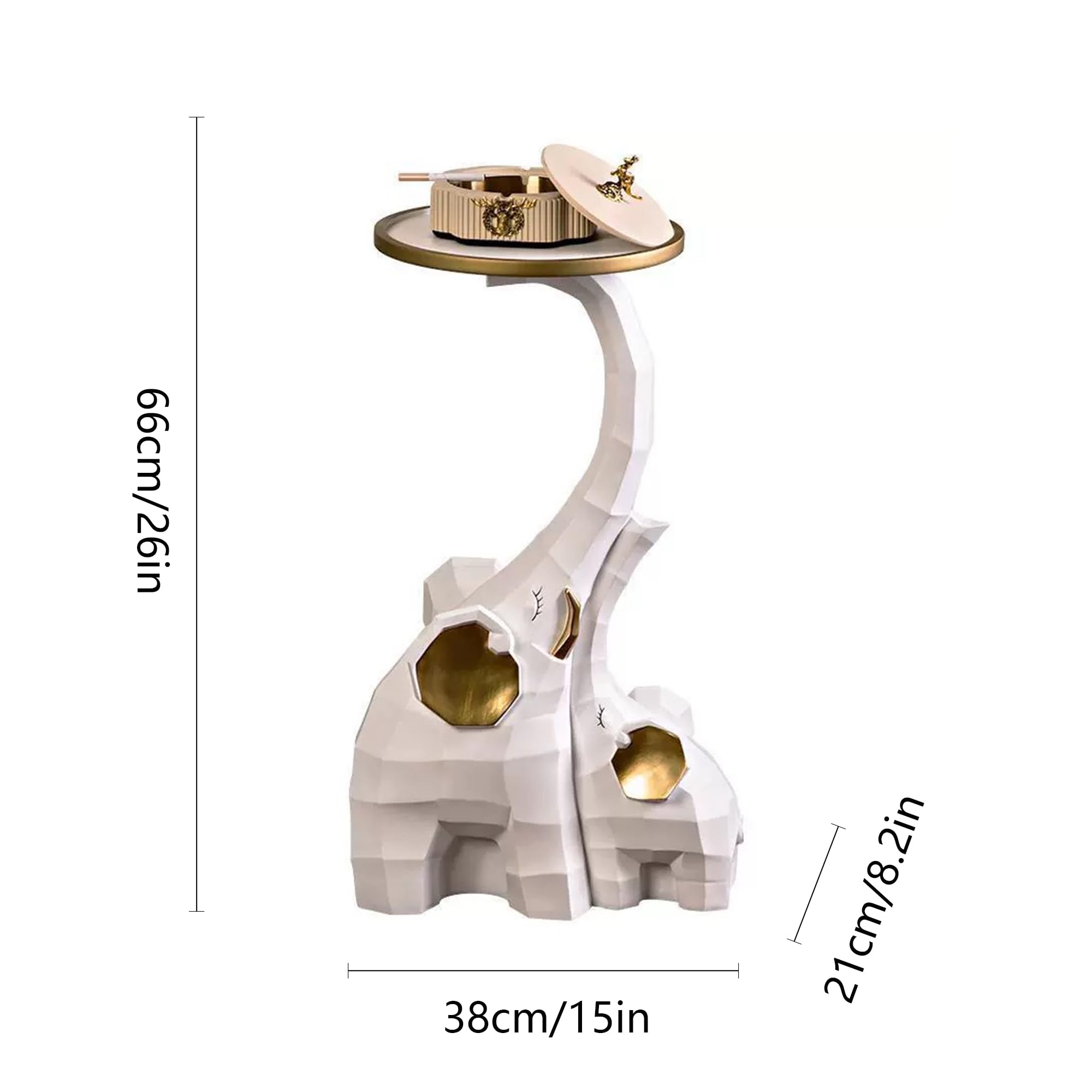 Elephant Sculpture Side Table with Tray Top - Modern Elephant Decor Floor Statue