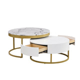 Modern Round Living Room Coffee Table Set of 2 Nesting Coffee Table Center Table