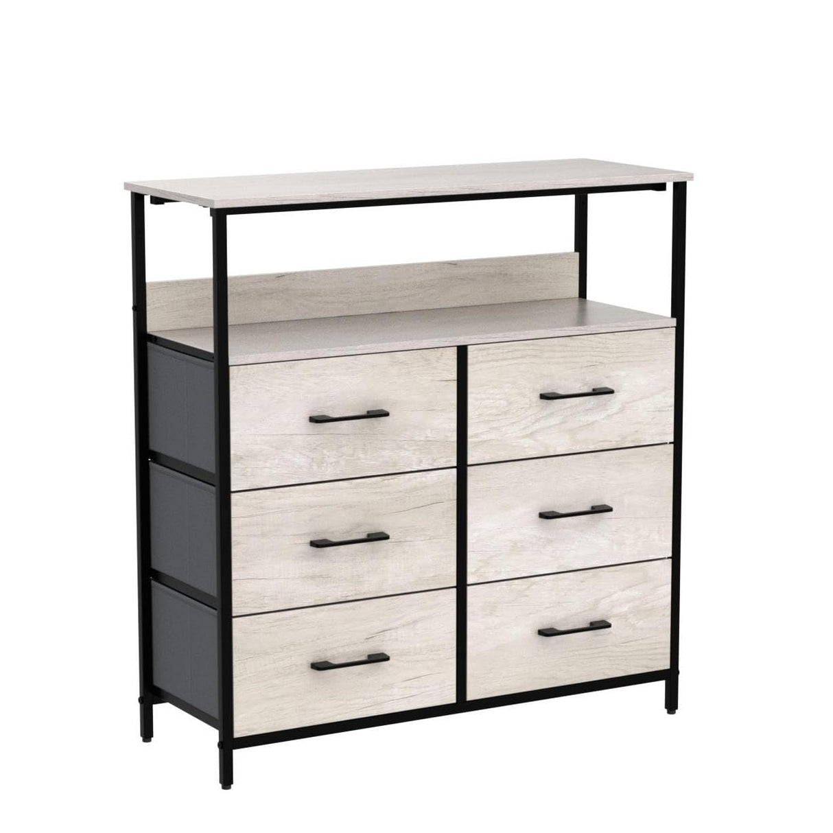 Dresser for Bedroom 6 Drawer Dresser with Shelvesfor Kids Room, Closet