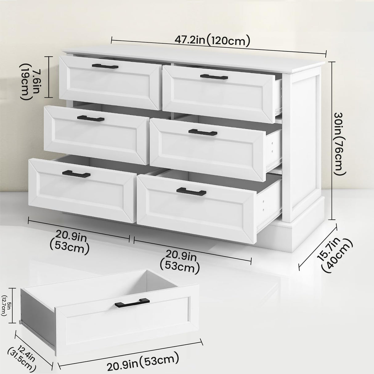 Dresser for Bedroom with 6 Drawer Dresser, Dresser & Chest of Drawers, Bedroom