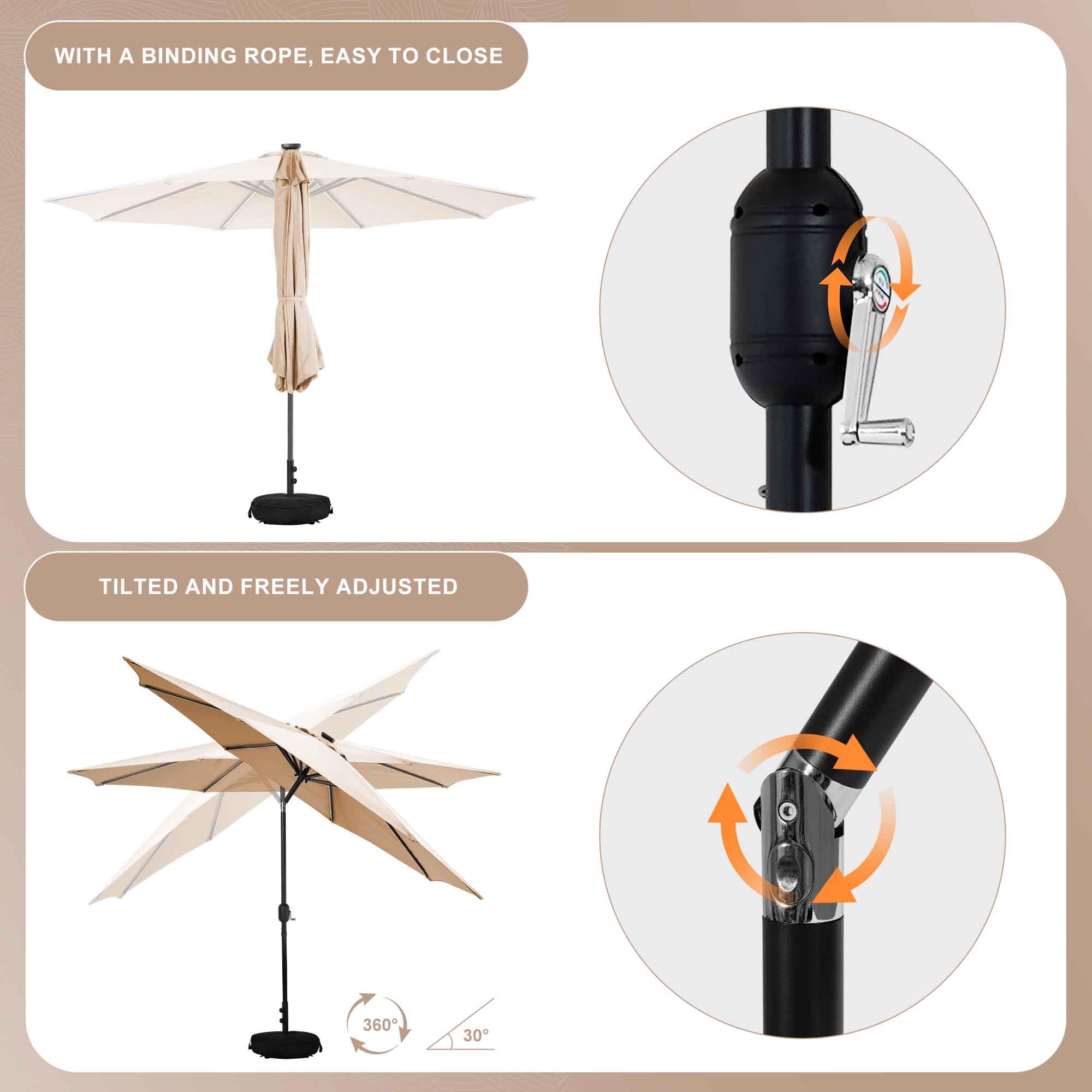 Olefin 5-Year-Non-Fading 10FT Patio Umbrella with Sand Bag Base, Outdoor Umbrella