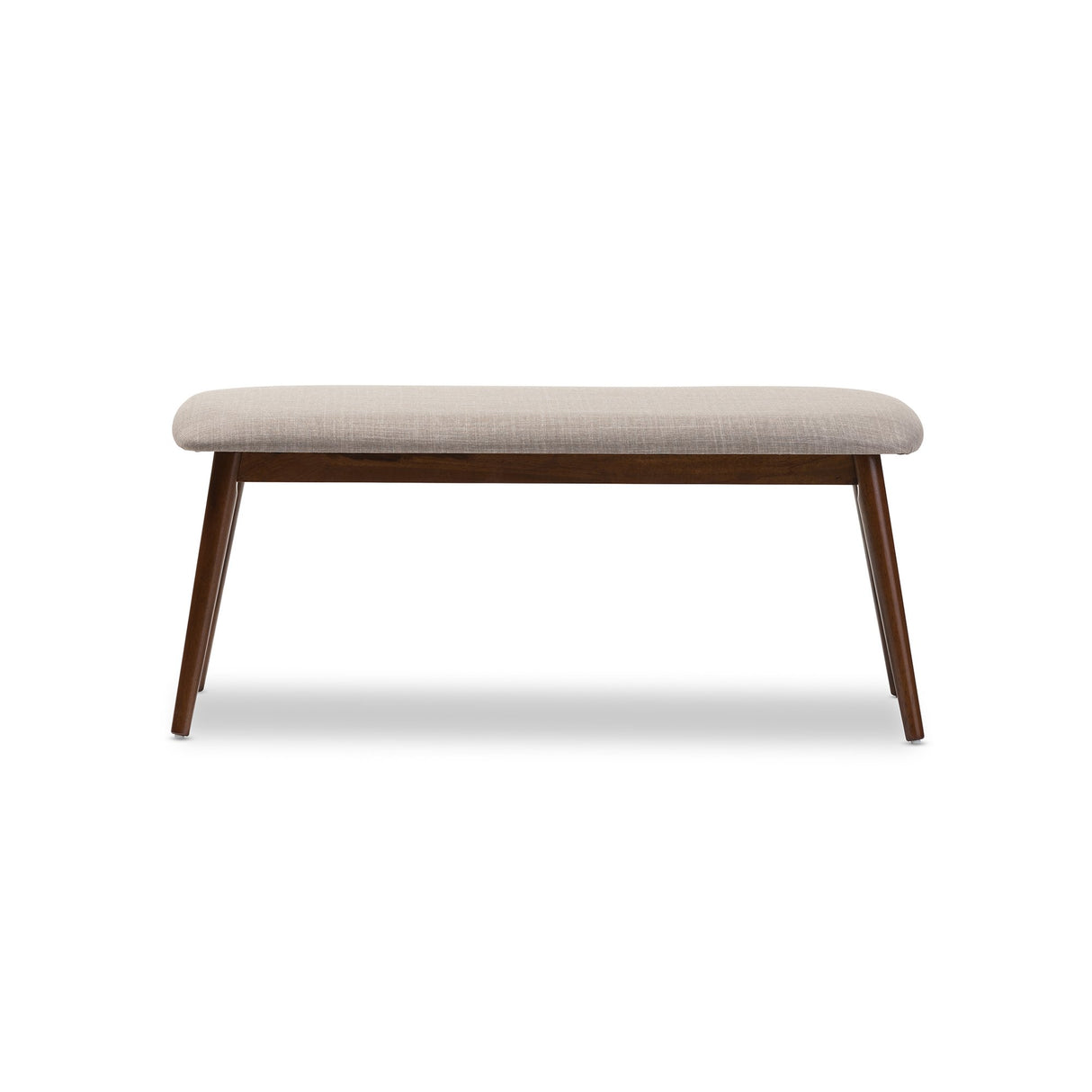 Studio Flora Mid-Century Modern Light Grey Fabric and Oak Medium Brown Finishing Wood Dining Bench