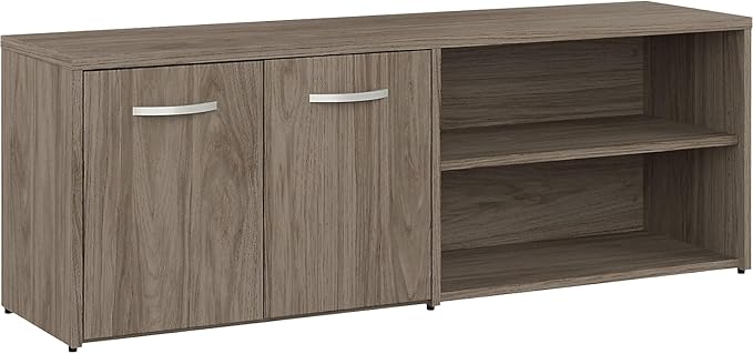 Business Furniture Studio C Low Storage Cabinet with Doors and Shelves