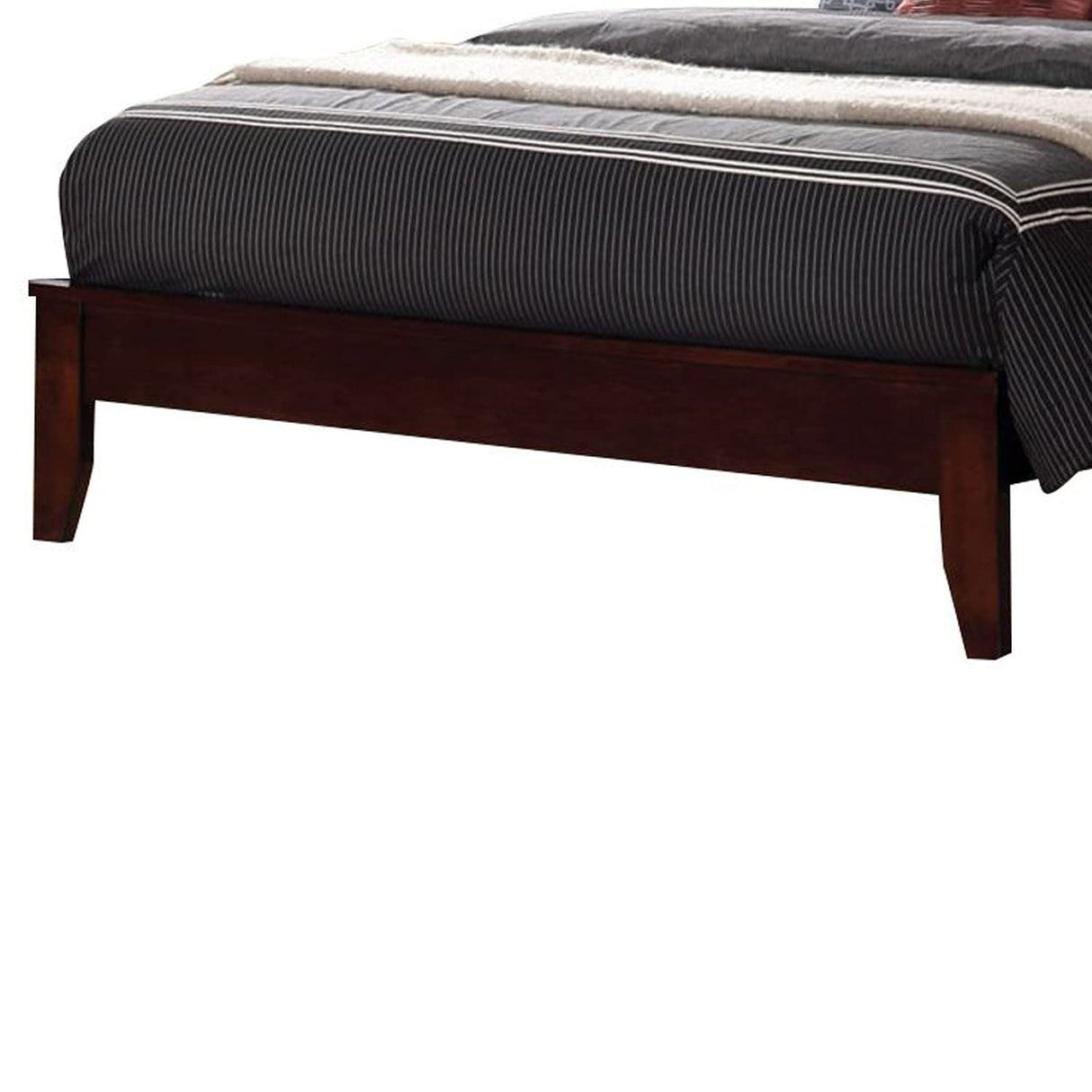 Queen Transitional Wooden Size Bed with Slatted Style Headboard, Brown