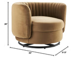 Modway Embrace Swivel Chair, Black Cognac